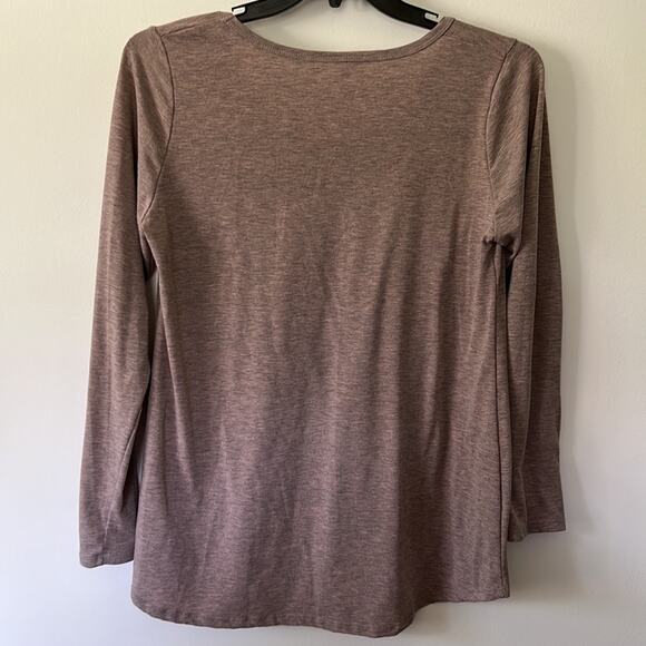 LuLaRoe Gray/Pink Polyester Blend Long Sleeve Tee - Picture 2 of 9